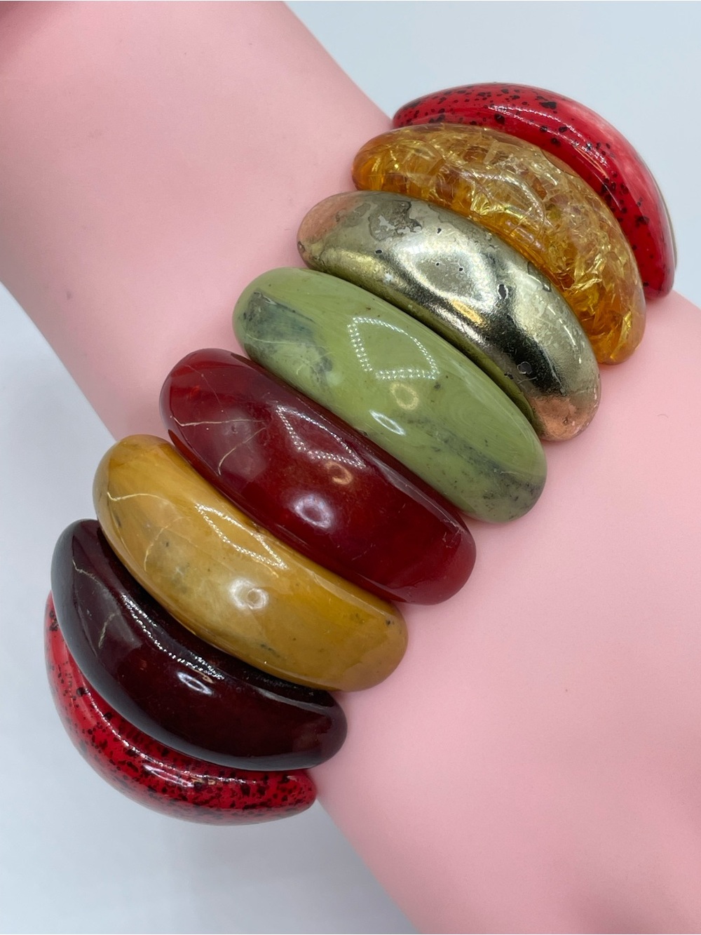 Multicolor Acrylic Chunky Stretch Bracelet Colorful Statement Beaded Boho